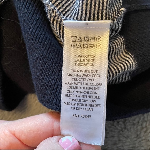 Daniel Bishop Collection Navy Trim-Zipup Cardigan sweater-100% Cotton-Size Large - Picture 14 of 15